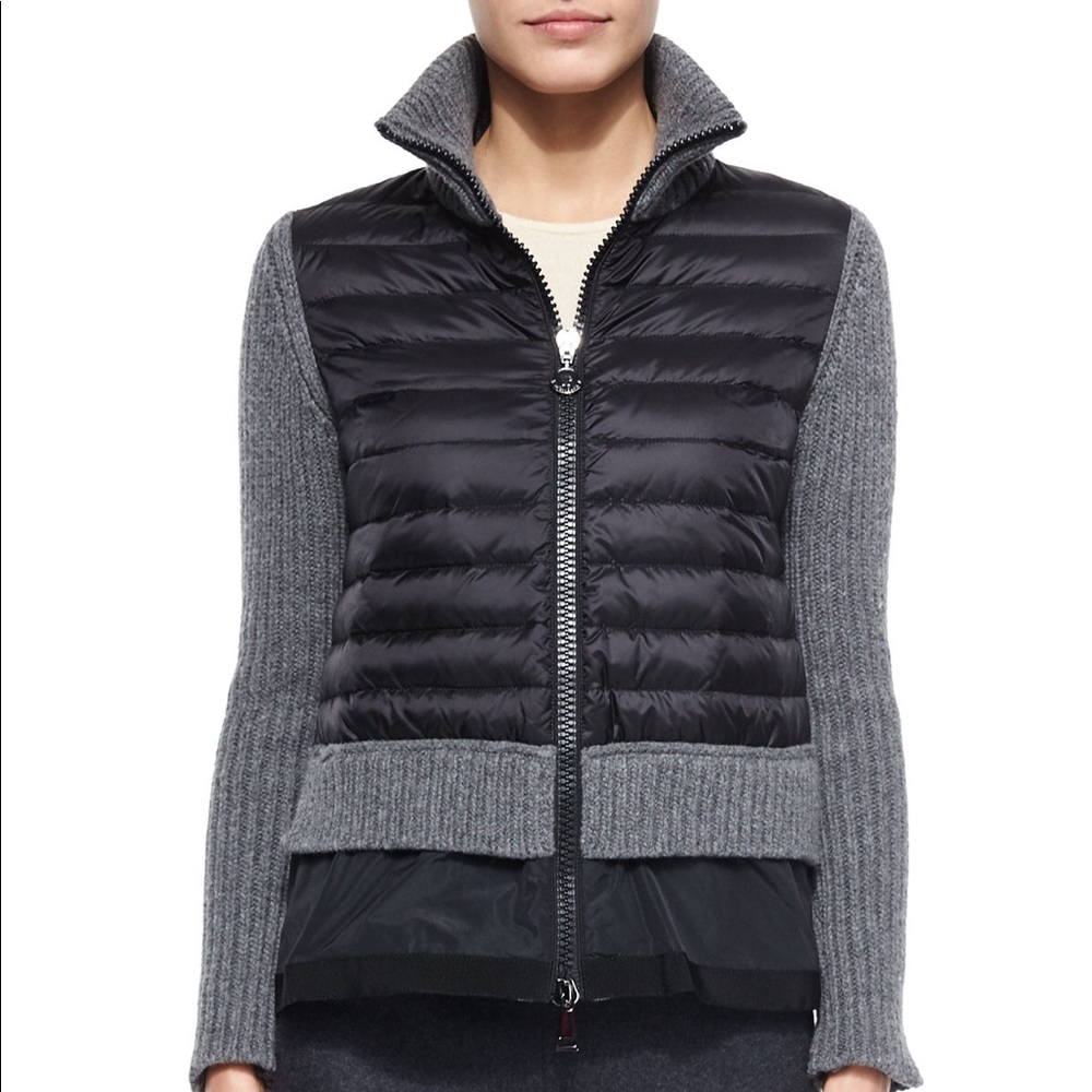 Moncler Zip Cardigan Jacket with Peplum Hem